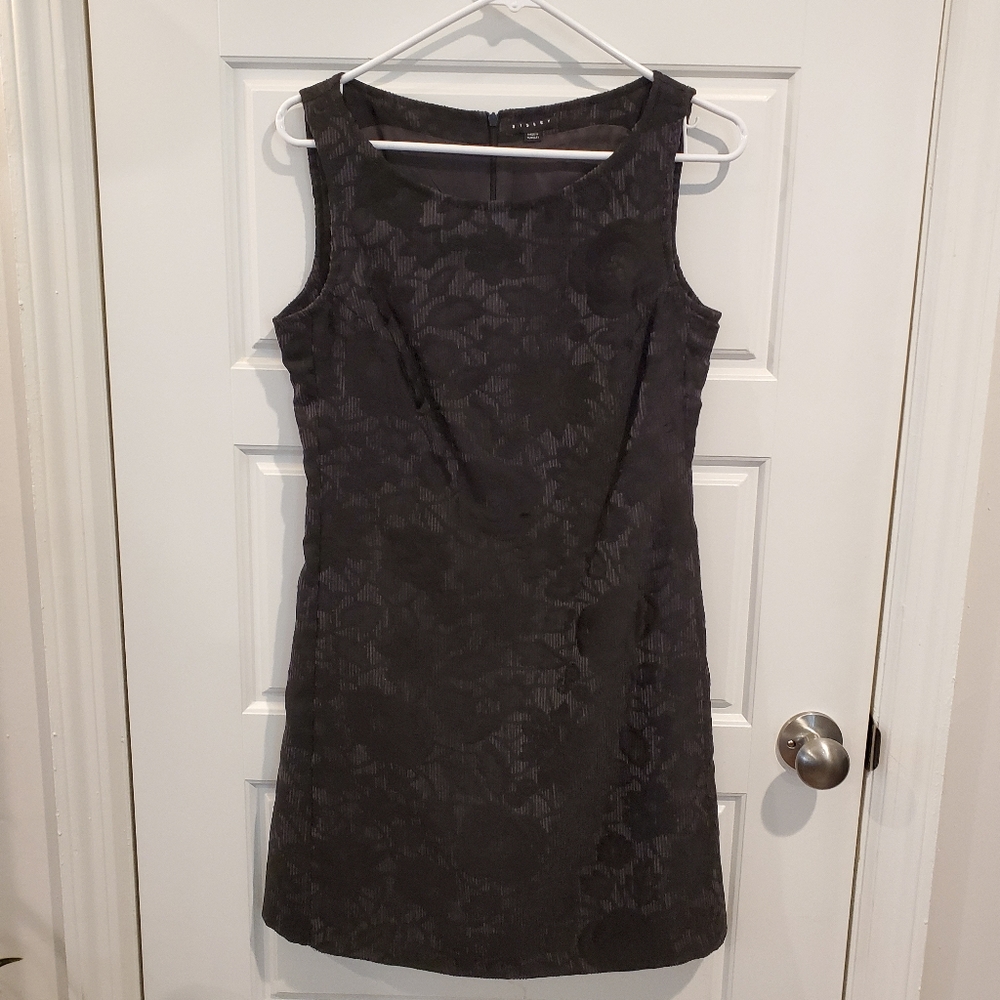 Black Textured Sheath Cocktail Dress